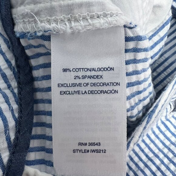 Izod Womens Striped Shorts Seersucker Blue/White Size 14 Pockets - Picture 8 of 8